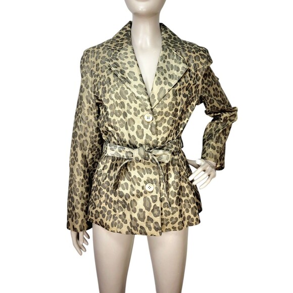 Vintage Jackets & Blazers - Vintage Y2K Joseph Israel Cheetah Print Suede Leather Belted Jacket Medium NEW